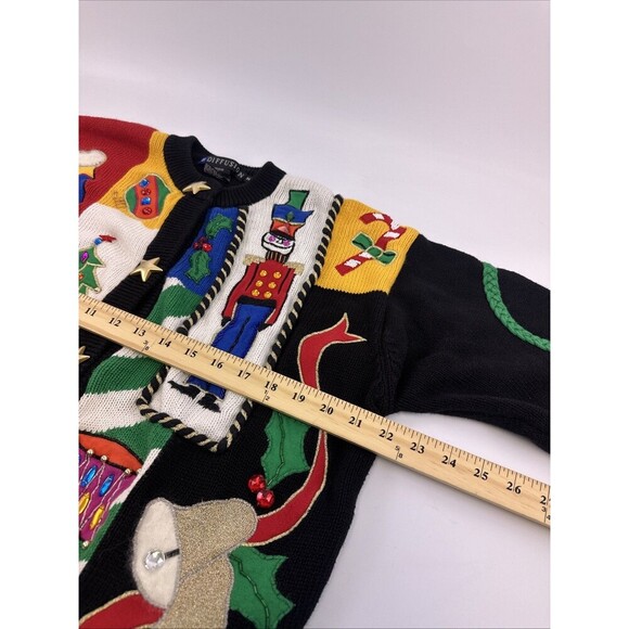 IB Diffusion Christmas Sweater Cardigan Star Button Embroidered Womens Medium - Picture 11 of 13